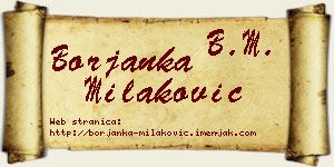 Borjanka Milaković vizit kartica